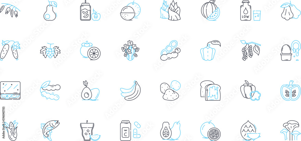 Cookery food linear icons set. Culinary, Flavorful, Delicious, Savory, Seasd, Exquisite, Succulent line vector and concept signs. Zesty,Gourmet,Homestyle outline illustrations