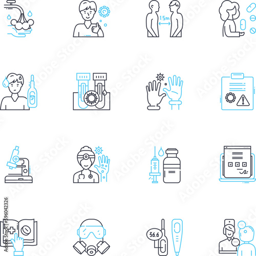 Electronic health linear icons set. EHR, Telemedicine, Wearables, Healthtech, Digitalization, ePrescribing, EMR line vector and concept signs. Healthbots,Patient portal,Remote-monitoring outline