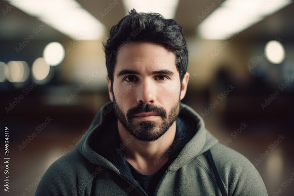 Portrait of a handsome young man with beard looking at camera. Portrait of a handsome young man with beard looking at camera.