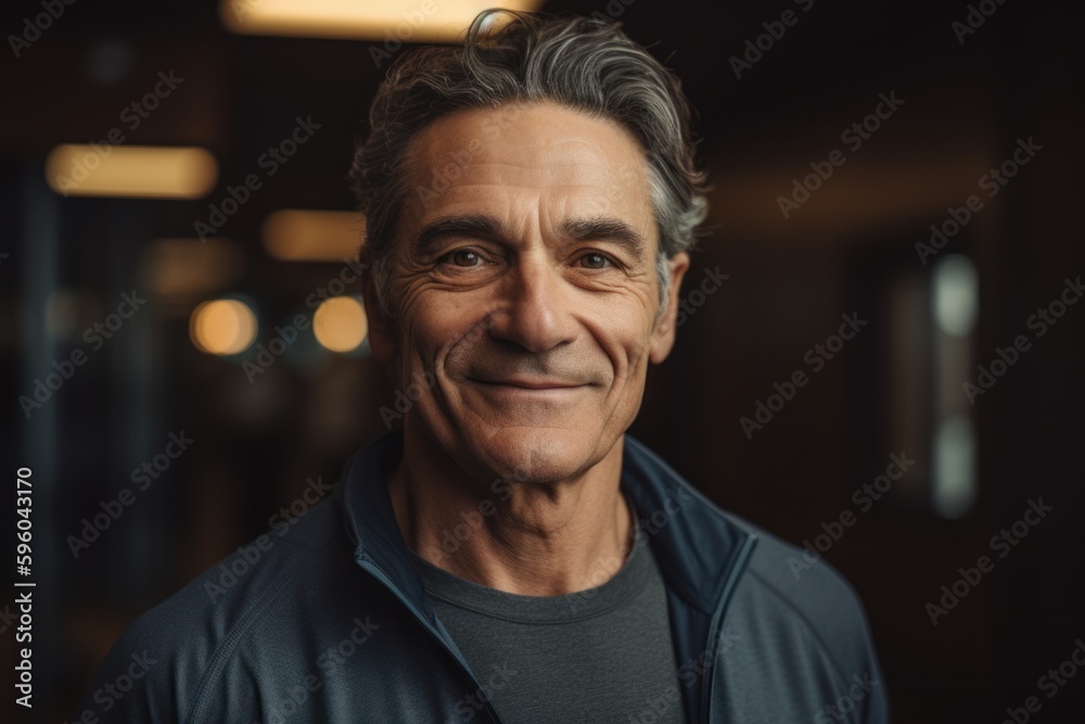 Portrait of smiling mature man in sportswear looking at camera Portrait of smiling mature man in sportswear looking at camera