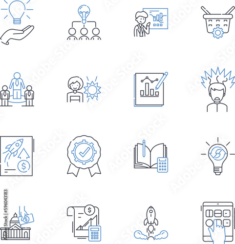 Ingenuity and Resourcefulness line icons collection. Creativity, Innovation, Adaptability, Ingenuity, Inventiveness, Resourcefulness, Imagination vector and linear illustration. Craftiness,Acumen