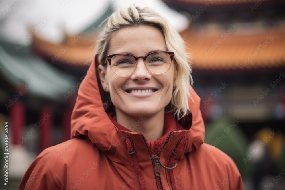 Portrait of a smiling woman in eyeglasses looking at camera Portrait of a smiling woman in eyeglasses looking at camera