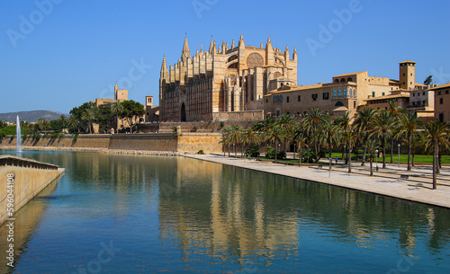 La Seu, the Cathedral of Santa Maria of Palma de Mallorca in the Balearic Islands (Spain) is a medieval gothic cathedral built next to the Mediterranean Sea