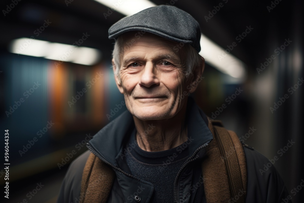 Portrait of a senior man at the subway station in Paris, France. Portrait of a senior man at the subway station in Paris, France.