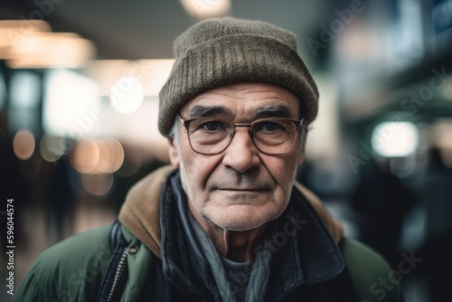 Portrait of an elderly man in the city. Selective focus. © Robert MEYNER