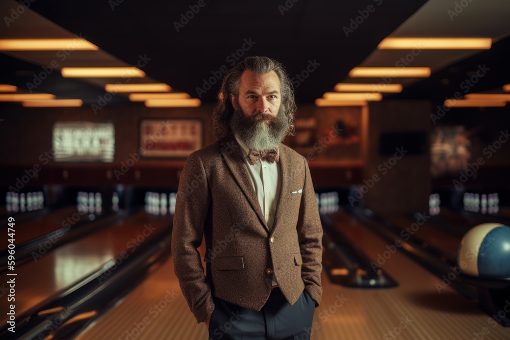 Portrait of a senior man standing in bowling alley and looking at camera Portrait of a senior man standing in bowling alley and looking at camera