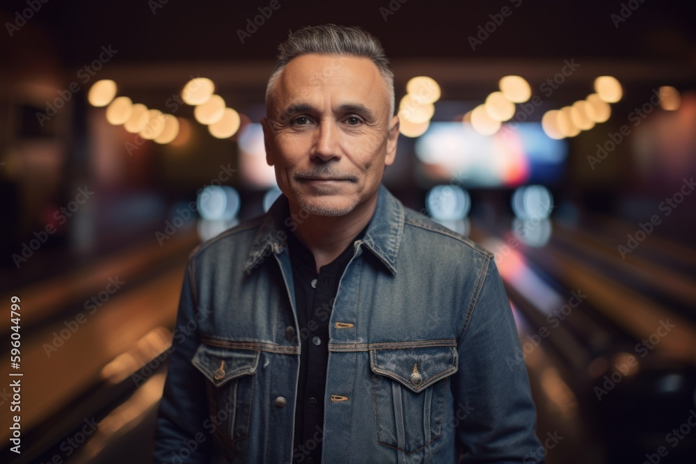 Portrait of a handsome middle-aged man in a denim jacket. Portrait of a handsome middle-aged man in a denim jacket.