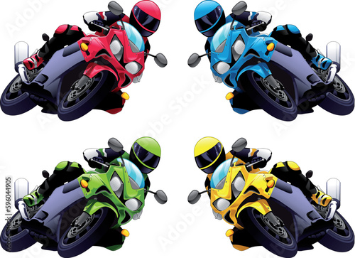 Set of Vector motorbikes - vector and realistic objects isloated