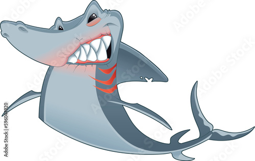 Cartoon shark, funny vector character