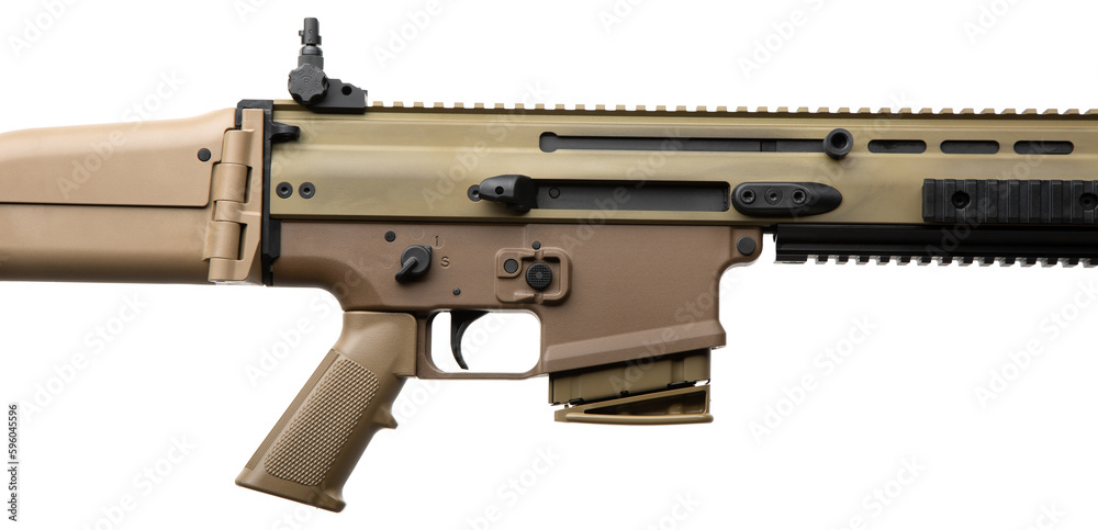 custom made wallpaper toronto digitalModern automatic rifle isolated on white back. Weapons for police, special forces and the army. Automatic carbine with mechanical sights. FDE assault rifle isolate on white.