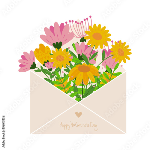 envelope with flowers valentine's day