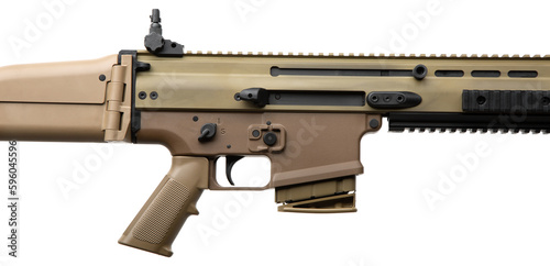 Wallpaper Mural Modern automatic rifle isolated on white back. Weapons for police, special forces and the army. Automatic carbine with mechanical sights. FDE assault rifle isolate on white. Torontodigital.ca
