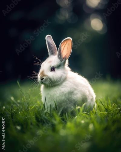 Cute rabbit on the grass