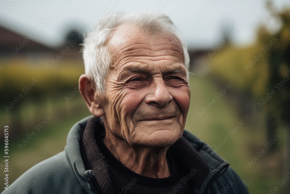 Portrait of an elderly man in the vineyard on a sunny day Portrait of an elderly man in the vineyard on a sunny day