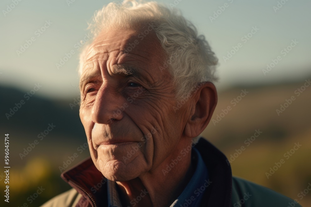Portrait of a senior man with grey hair in the countryside. Portrait of a senior man with grey hair in the countryside.