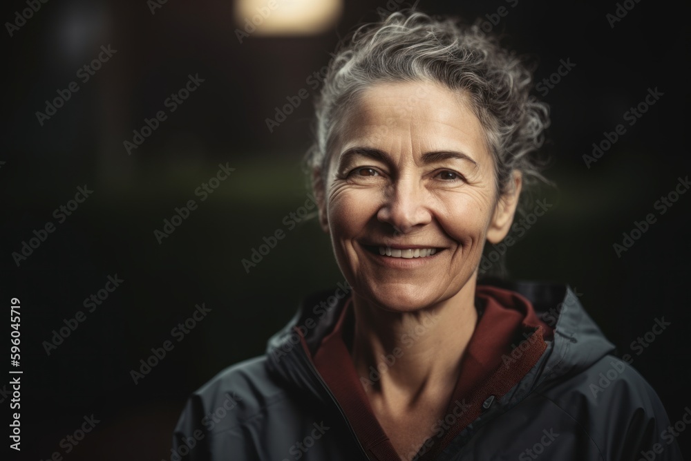 Portrait of a happy senior woman smiling at the camera in the dark Portrait of a happy senior woman smiling at the camera in the dark