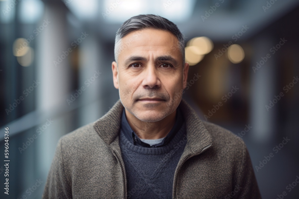 Portrait of handsome mature man in casual clothes looking at camera in office Portrait of handsome mature man in casual clothes looking at camera in office