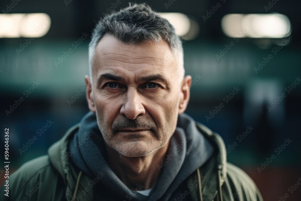 Portrait of serious senior man looking at camera while standing in subway station Portrait of serious senior man looking at camera while standing in subway station