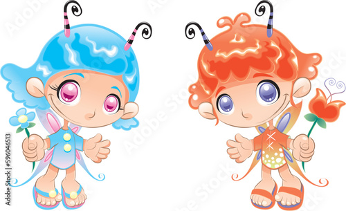 Two Little Fairies, vector and cartoon characters
