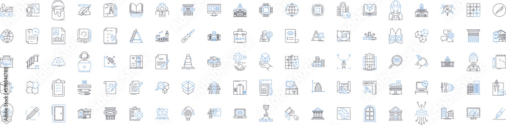 Fototapeta premium Scientific equipment line icons collection. Spectrometer, Microscope, Telescope, Bunsen Burner, Beaker, Pipette, Centrifuge vector and linear illustration. Petri Dish,Retort Stand,Thermometer outline