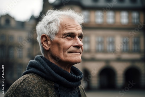 Portrait of a senior man in the old town of Prague.