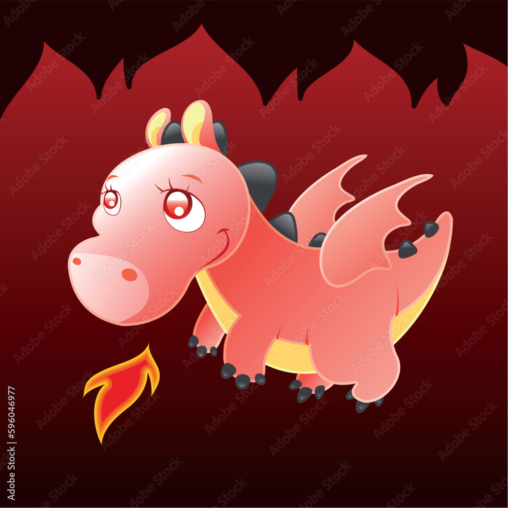 Little Dragon, cartoon and vector illustration