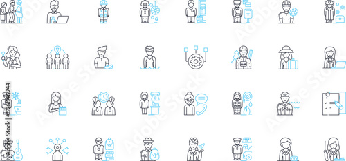 Self-promotion linear icons set. brand, image, marketing, nerking, advertising, reputation, visibility line vector and concept signs. promotion,exposure,success outline illustrations
