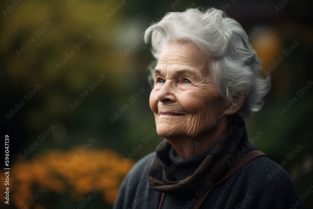 Portrait of a happy senior woman in the park at autumn day Portrait of a happy senior woman in the park at autumn day