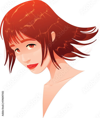 Female portrait. Vector illustration, young girl, object isolated
