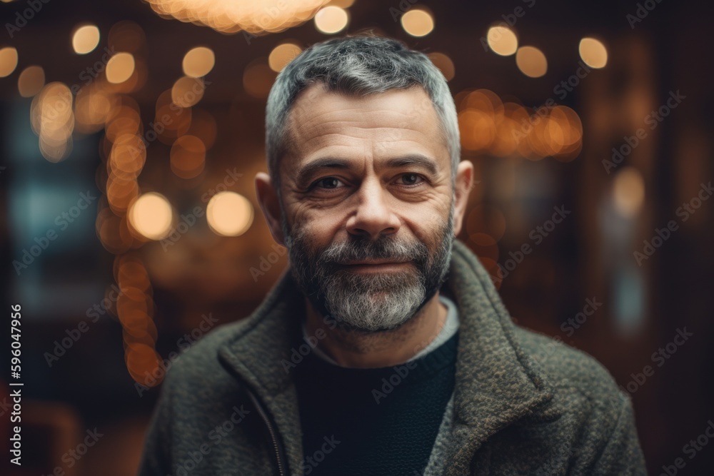 Portrait of a handsome middle-aged man with gray beard. Portrait of a handsome middle-aged man with gray beard.