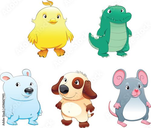 Baby pets. Funny cartoon and vector characters.