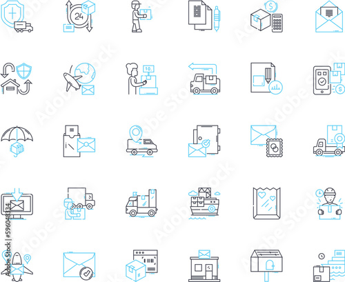 Epistolary linear icons set. Correspondence, Letters, Pen-pal, Communication, Missive, Diaries, Journaling line vector and concept signs. Literary,Memoir,Postal outline illustrations