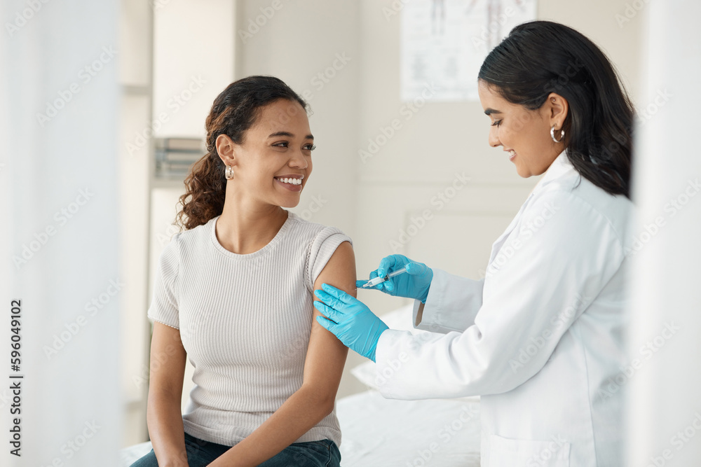 You didnt feel that, did you. an attractive young doctor standing and injecting her patient during a consultation in the clinic. You didnt feel that, did you. an attractive young doctor standing and injecting her patient during a consultation in the clinic.