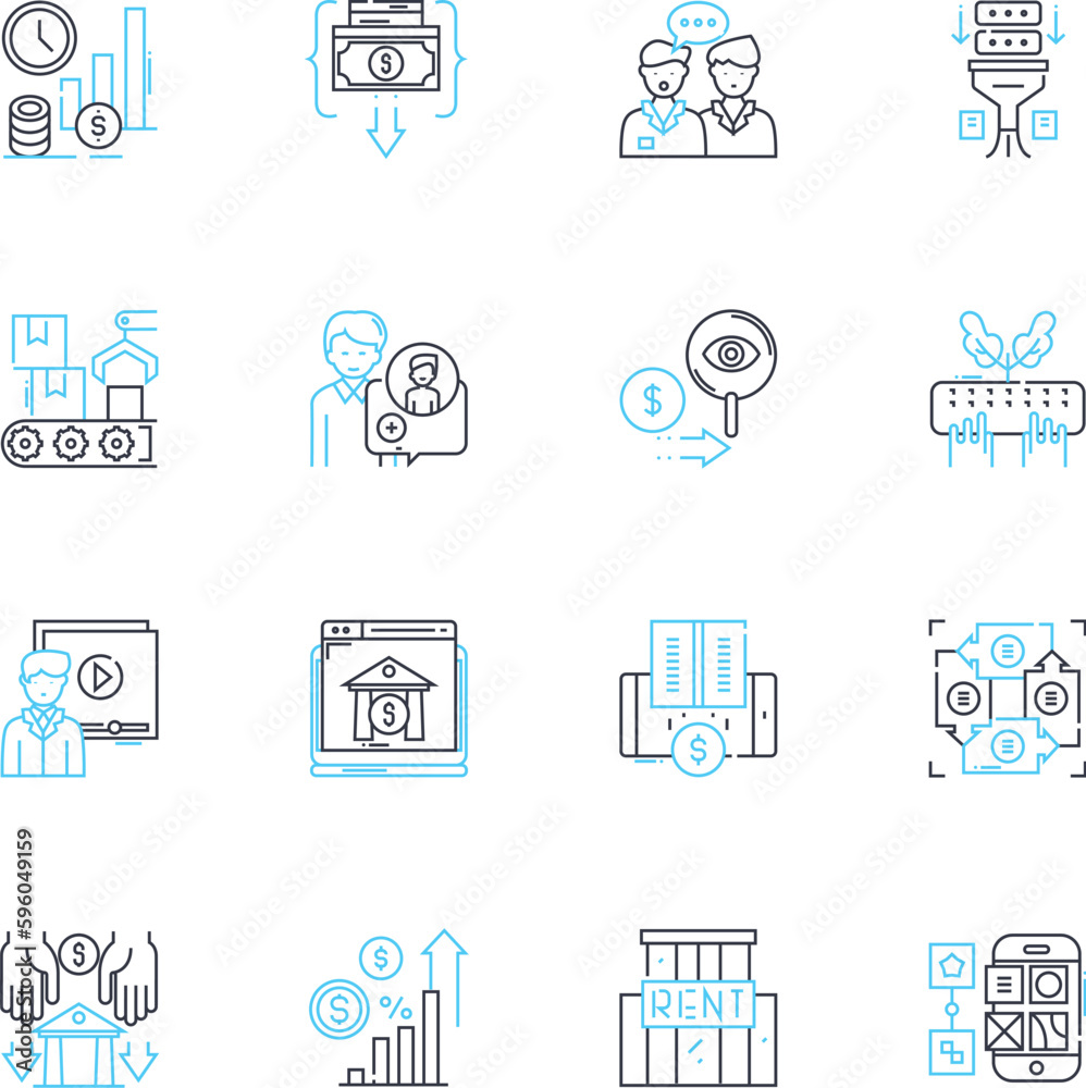 Advertising campaign linear icons set. Branding, Strategy, Creativity, Targeting, Messaging, Execution, Consistency line vector and concept signs. Conversion,Engagement,Awareness outline illustrations Advertising campaign linear icons set. Branding, Strategy, Creativity, Targeting, Messaging, Execution, Consistency line vector and concept signs. Conversion,Engagement,Awareness outline illustrations