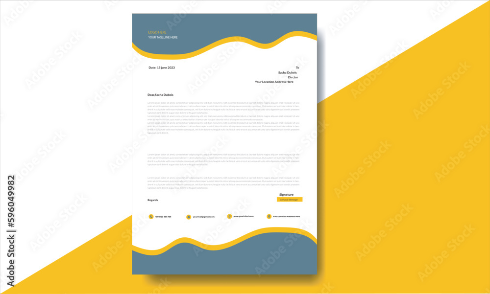 Fototapeta premium Layout with Yellow Accents Letterhead 