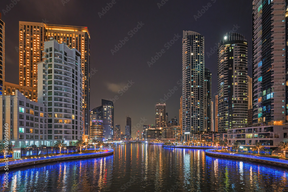 Dubai Marina night cityscape