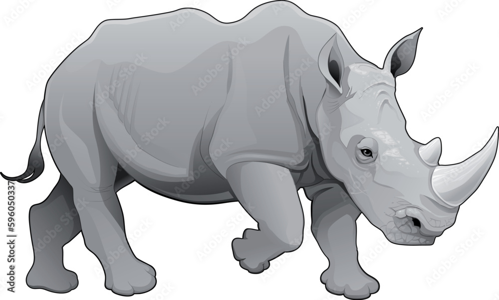 Rhinoceros. Vector isolated animal.