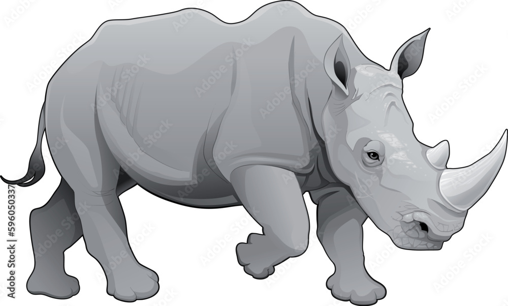 Obraz premium Rhinoceros. Vector isolated animal.