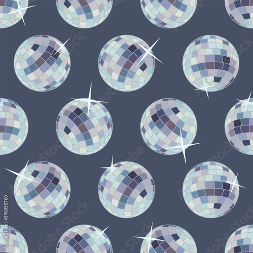Sparkling Disco Balls Seamless Vector Repeat Pattern