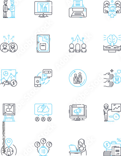 Civil direction linear icons set. Governance, Accountability, Citizenship, Democracy, Empowerment, Equality, Justice line vector and concept signs. Leadership,Liberty,Transparency outline