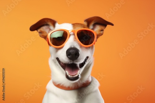 dog portrait funny smile background sunglasses cute stylish pet isolated animal. Generative AI. © SHOTPRIME STUDIO