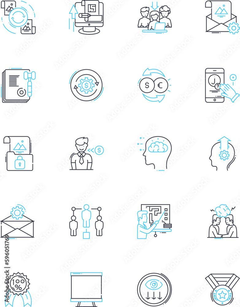 Company values linear icons set. Integrity, Ethics, Trust, Respect, Accountability, Transparency, Empathy line vector and concept signs. Collaboration,Innovation,Adaptability outline illustrations Company values linear icons set. Integrity, Ethics, Trust, Respect, Accountability, Transparency, Empathy line vector and concept signs. Collaboration,Innovation,Adaptability outline illustrations
