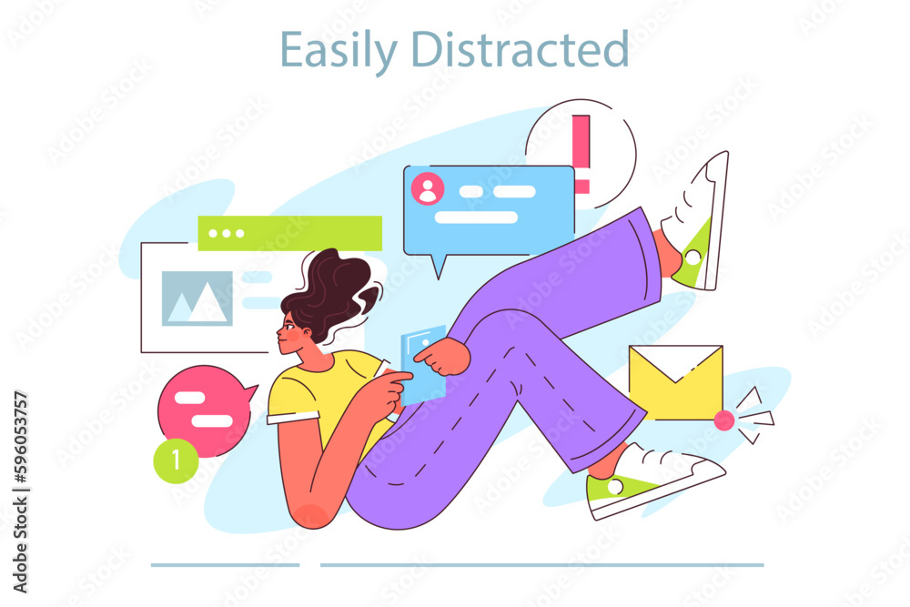 ADHD symptom. Attention deficit hyperactivity disorder signs Stock ...