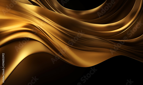 sfondo astratto materico con onde sinuose di seta 3d, sfumature d'oro, creato con ai photo