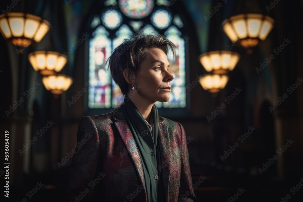 Portrait of a beautiful woman in a church. Fashion, beauty. Portrait of a beautiful woman in a church. Fashion, beauty.