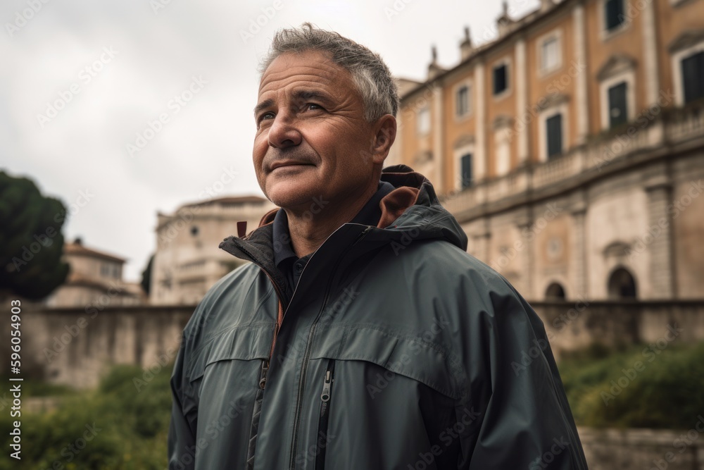Portrait of an elderly man in the city of Rome, Italy
