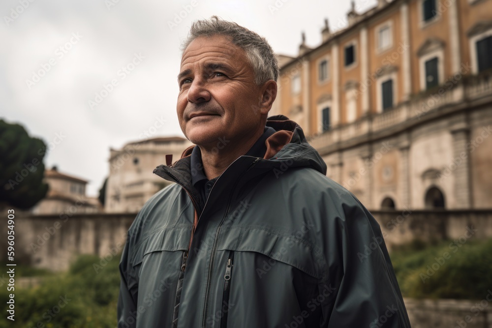 Fototapeta premium Portrait of an elderly man in the city of Rome, Italy