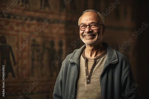 Portrait of a smiling senior man with eyeglasses looking at camera