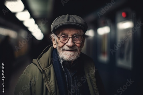 Portrait of an old man in a train station. Selective focus. © Robert MEYNER