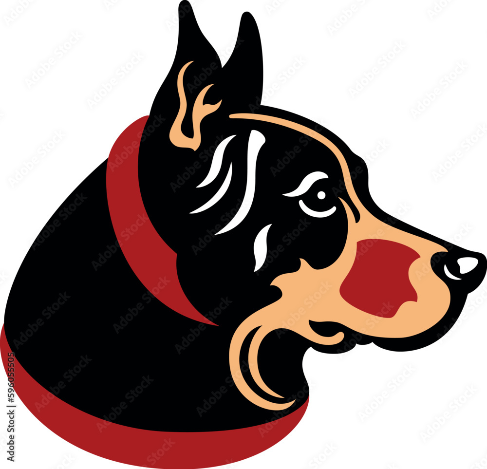 Illustration of black dog portrait, isolated